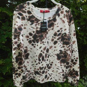 n:philanthropy Distressed Animal Print Raglan-Sleeve Sweatshirt NWT